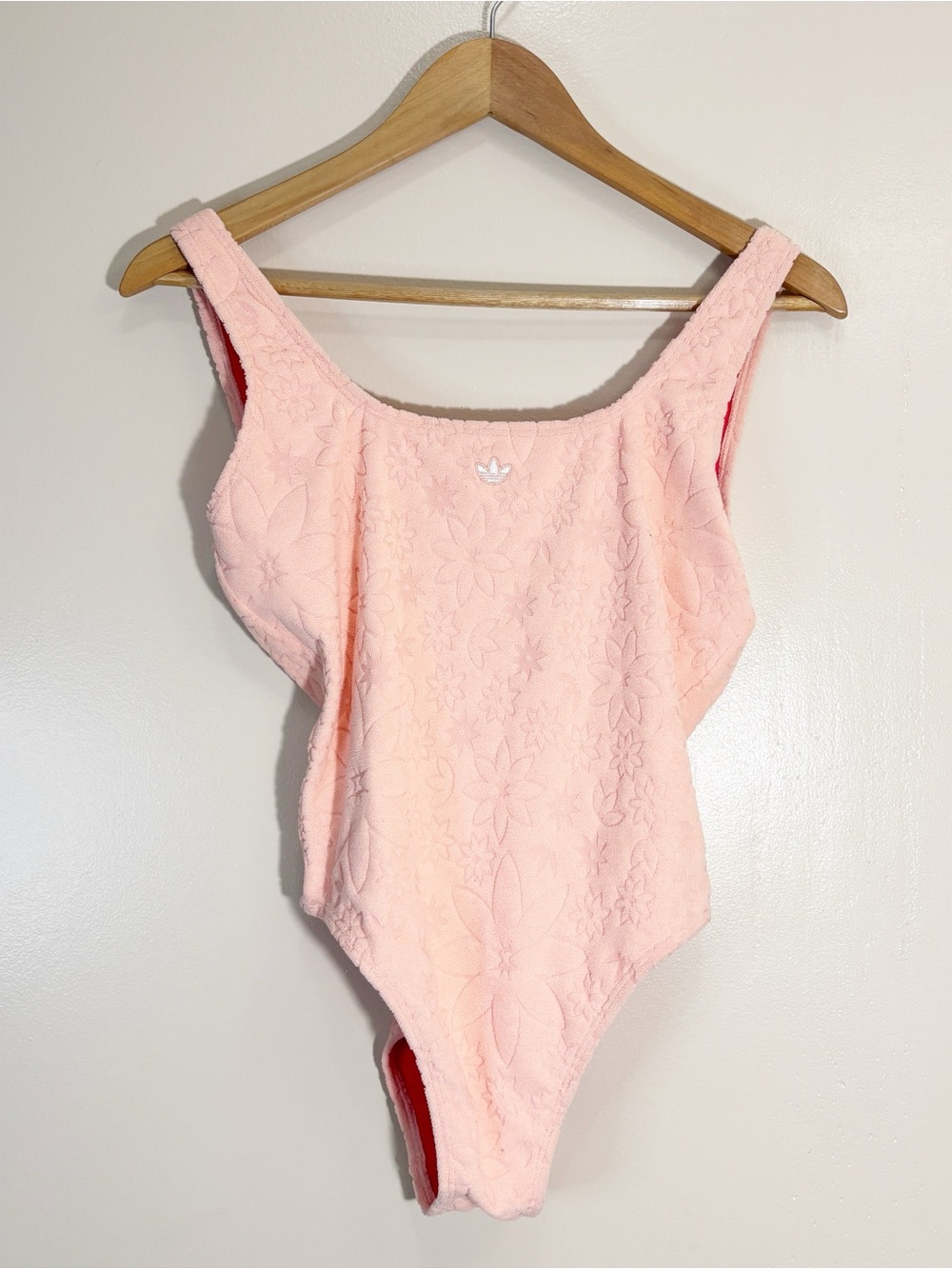 Adidas Light Pink Floral Textured One-Piece Swimsuit Size 10